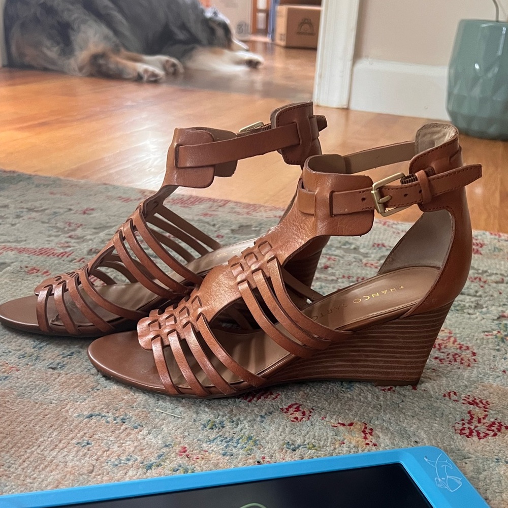 Brown Franco Sarto wedges/sandals size 7